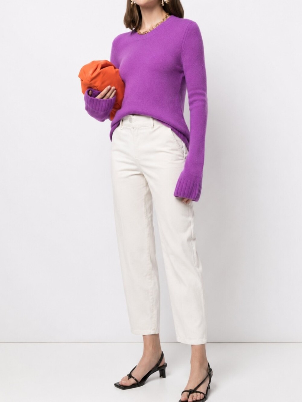 KHAITE CASHMERE CREW NECK PULLOVER SWEATER VIOLET PURPLE